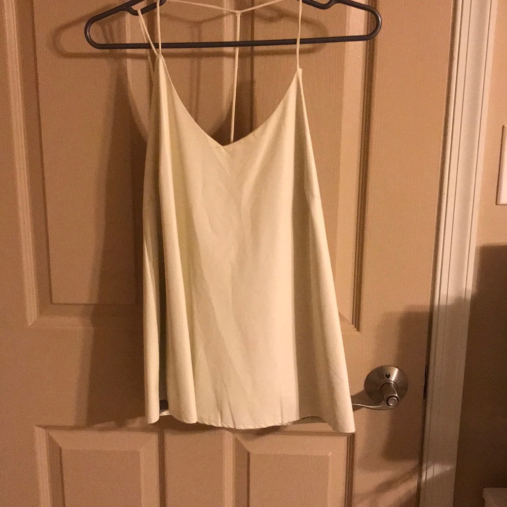 Cream faux leather sleeveless top